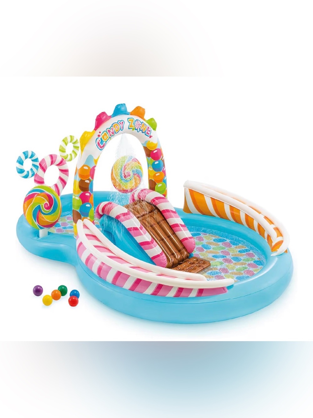 Candy Zone Inflatable Kids Splash Pool with Slide - Blue & Pink